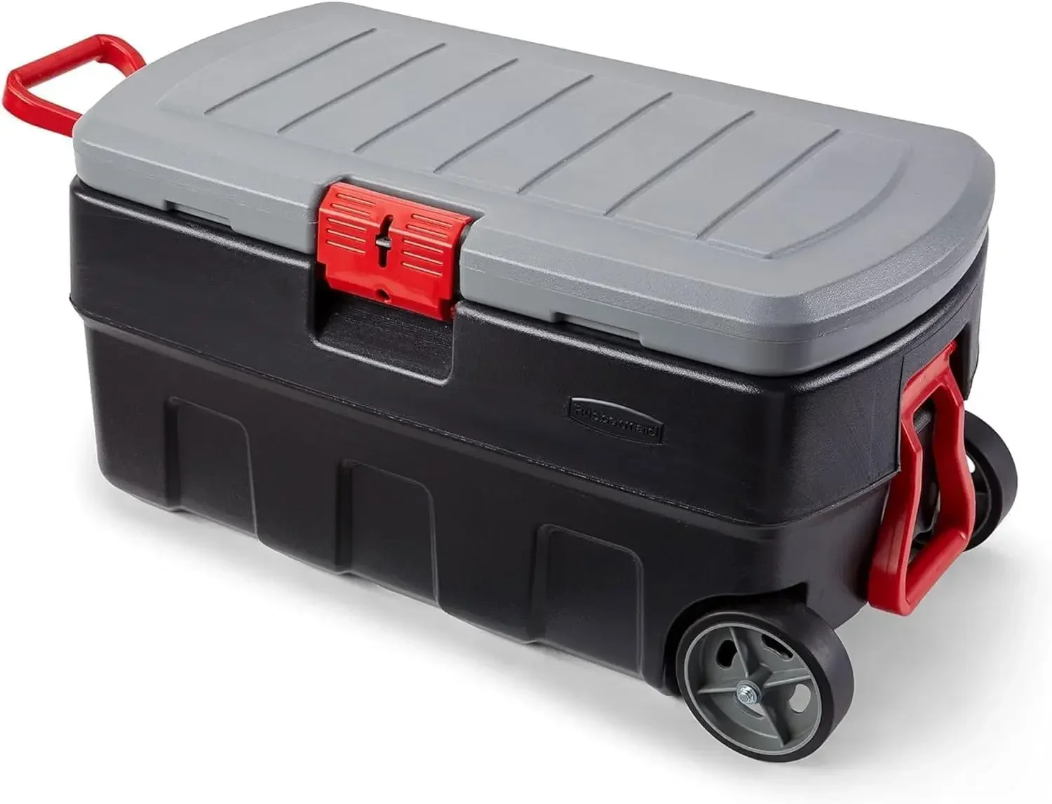 Outdoor Camping Usa - ActionPacker 35ガロン、アメリカ製、蓋と車輪付きロック可能なプラスチック製収納箱 - 屋外、工業用、頑丈、キャンプ用品