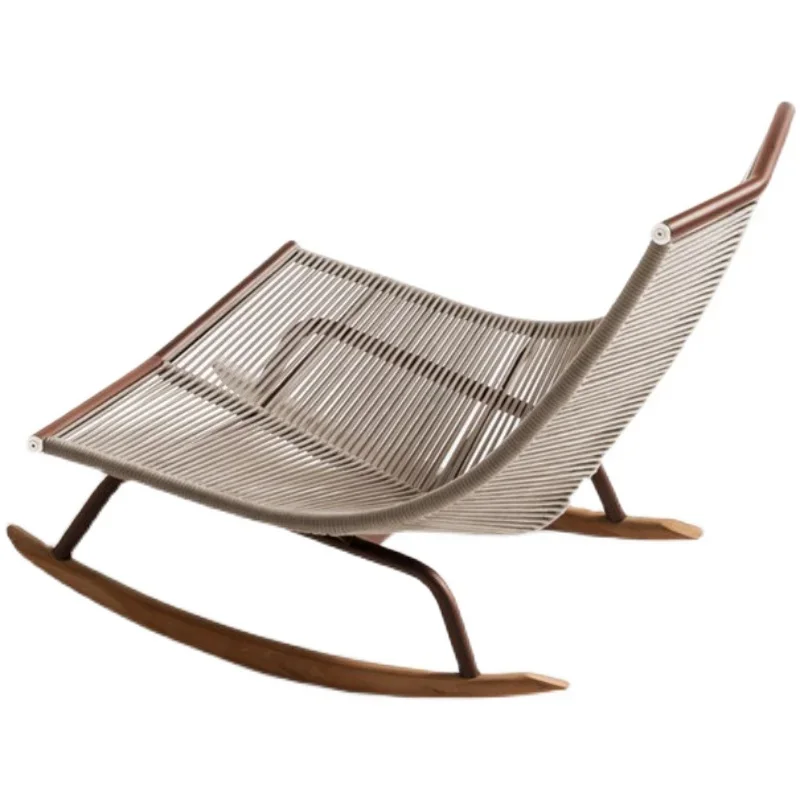 Outdoor Camping Rocking Chair - 北欧リラックスロッキングチェアキャンプシングルモダンアウトドアデザインモバイルグラウンドチェア籐フォートゥイユ家庭用家具