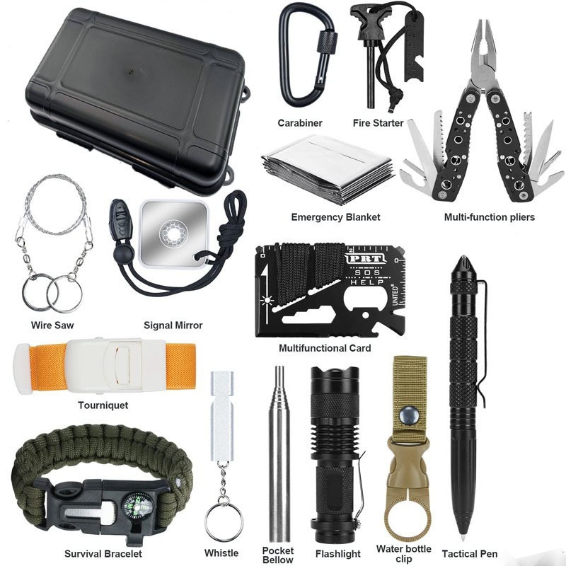 Outdoor Camping Kit - ホンルイDIYコンパクトポータブル耐衝撃サバイバルギア緊急ツールキット釣り狩猟キャンプハイキングアウトドアアドベンチャー