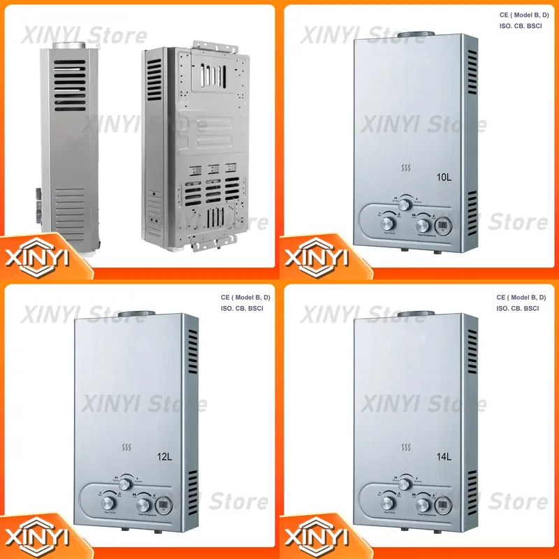 Outdoor Camping Hot Water Shower - ポータブルガス式タンクレス給湯器 6L-12L 16KW 銅製 壁掛け式 アウトドア