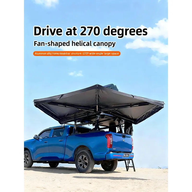 Outdoor Camping Australia - オーストラリアのピックアップトラックキャノピー用四季対応防水クイックオープン270度扇形ルーフトップテント、アウトドアキャンプ用