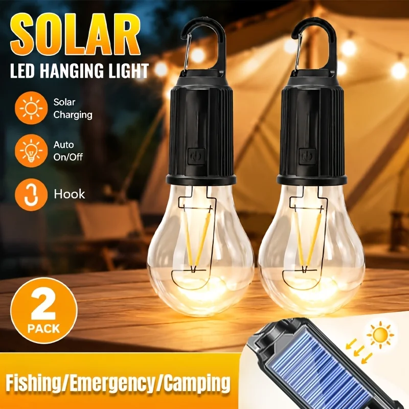 Outdoor Camping Adventure Lamp - ソーラー LED キャンプライト Type-C 充電式吊り下げテントライト 3