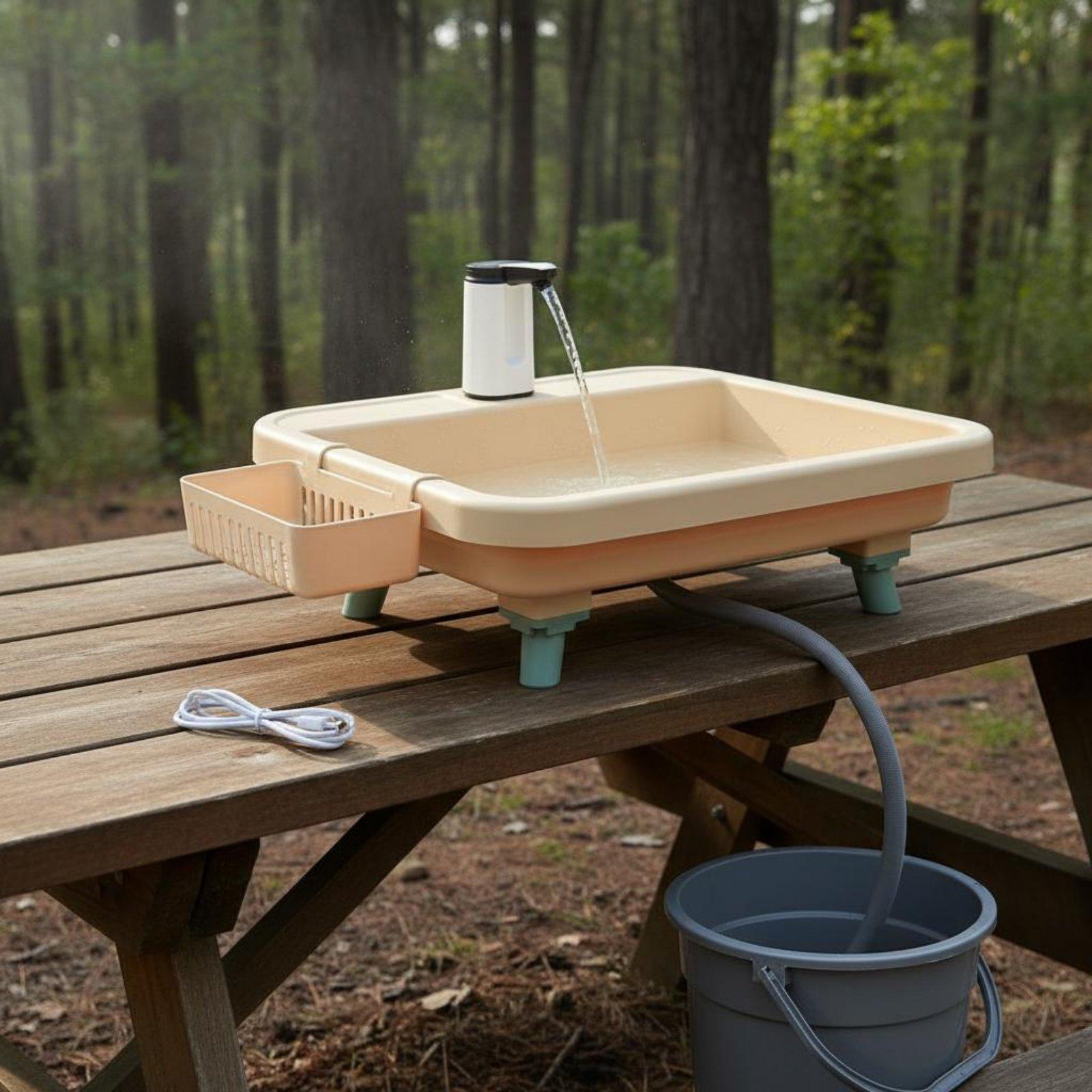 Outdoor Camp - 屋外キャンプ用洗面器 ポータブルシンク 電動ウォーターポンプ蛇口セット ガーデン旅行キッチン用