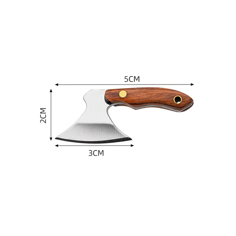 Camp Axe Hatchet - ミニ440ステンレス鋼斧ハチェットポケットナイフフルタング木製ハンドルEDCキーホルダー（鞘付き）キーリングとボックスカッターギフトも付属