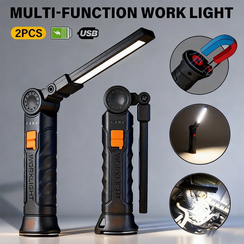 Outdoor Camping Adventure Lamp - ポータブル COB LED 懐中電灯 USB 充電式ワークライト