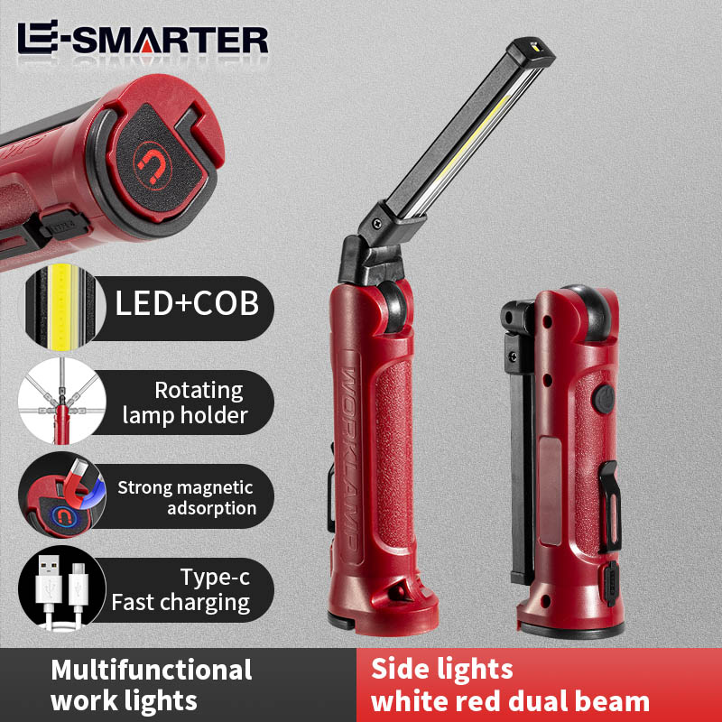 Outdoor Camping Adventure Lamp - COB LED ワークライト充電式折りたたみ懐中電灯屋外キャンプ車修理照明ポータブルランプ磁気吊りフック付き