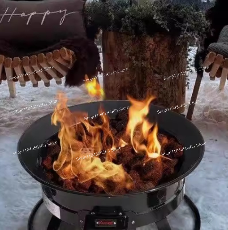 Outdoor Camping Gas Heater - ポータブルプロパン焚き火台 58,000 BTU 屋外ガスファイヤーボウル キャリーキット付き キャンプ、裏庭、パティオヒーター用