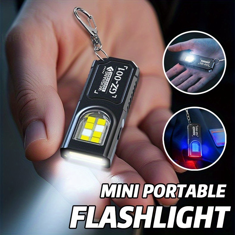Outdoor Camping Adventure Lamp - 強力なミニCOB LEDキーホルダー懐中電灯、USB C充電式、吊り下げ式作業灯、防水キーリング、キャンプ、ウォーキング、ポケットランプ