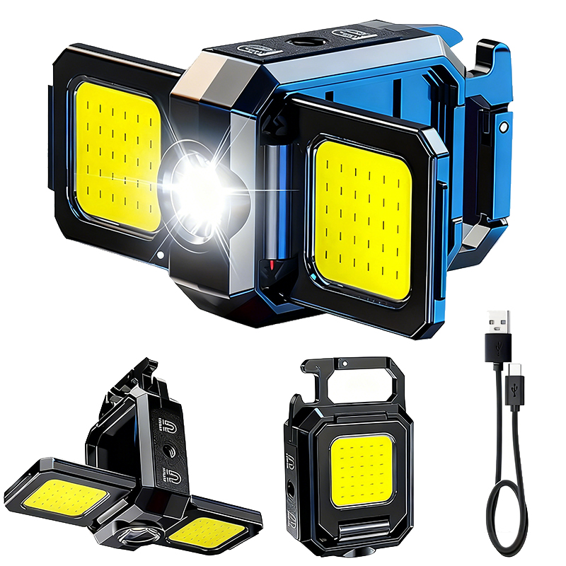 Outdoor Camping Lantern - ミニ懐中電灯キーホルダーライト COB ワークライト USB 充電式ランプ 90