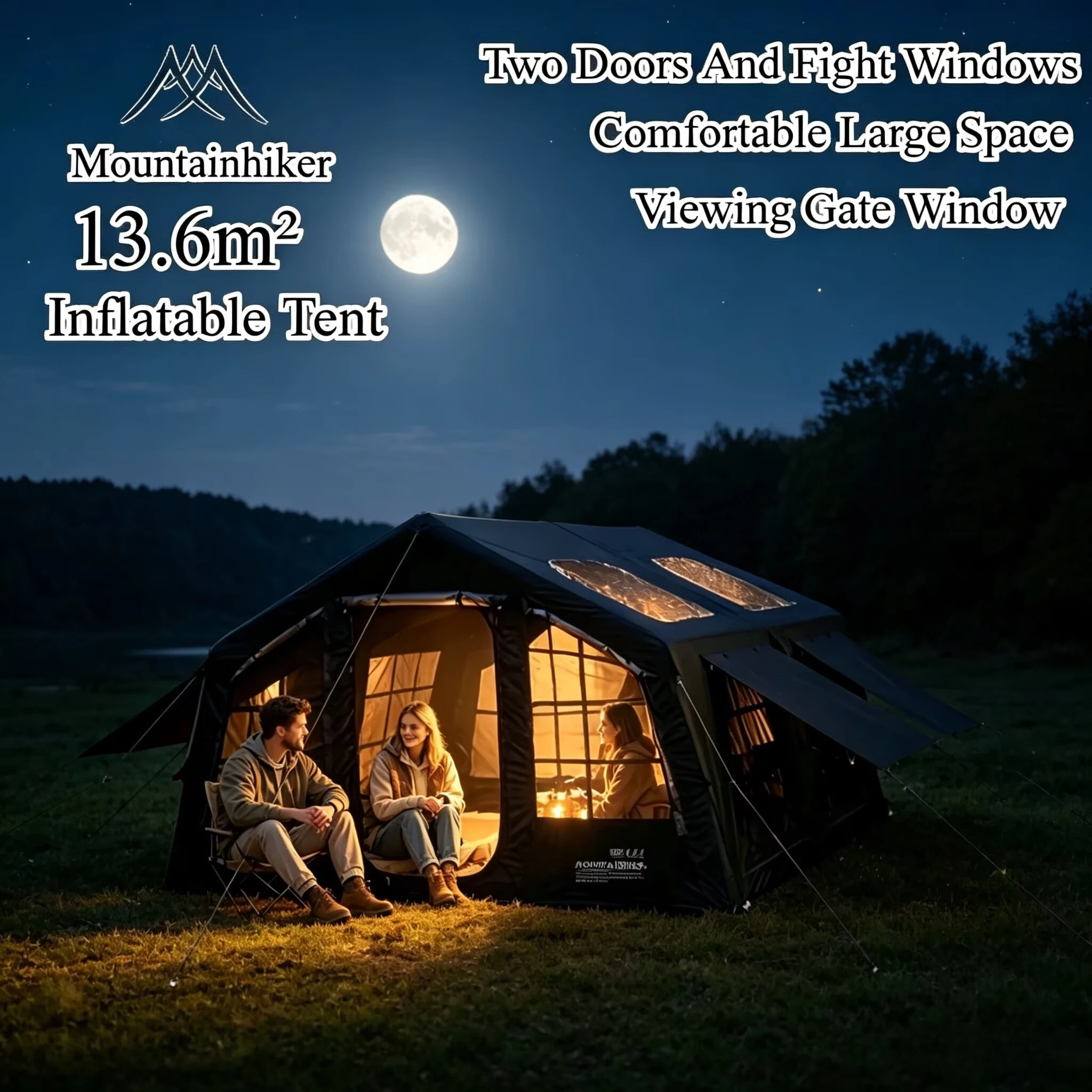 Outdoor Camping Gazebo - マウンテンハイカー インフレータブル キャンプテント 4～8人用 窓付き ポータブル
