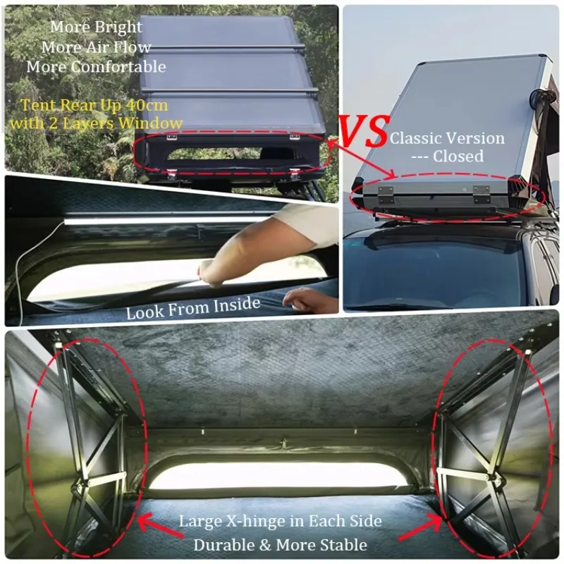 Outdoor Camping Australia - 高品質オーストラリア人気販売業者屋外キャンプ用アルミ製三角形車ルーフトップテント2人用クラムシェルハードトップルーフテント