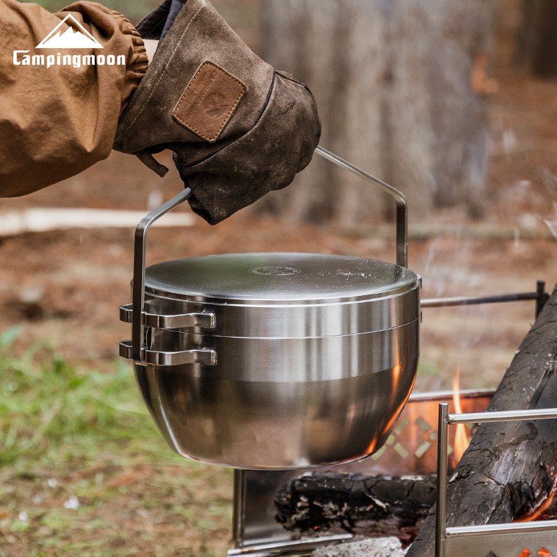 Outdoor Camping Oven - 多目的キャンプポット - 304高耐久ステンレス鋼ダッチオーブン - アウトドアキャンプピクニック用調理鍋 サスペンションポット