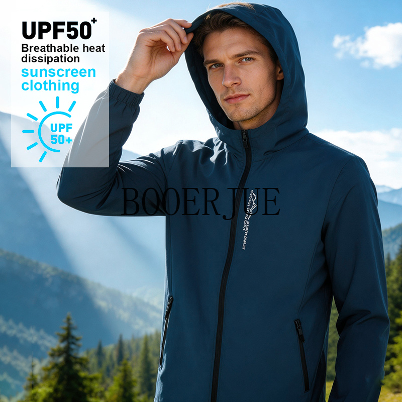 Outdoor Camping Jacket - アウトドアハイキングスポーツ夏メンズ防水ハイキングジャケット防風キャンプウインドブレーカー釣りトレッキングランニングジャケットユニセックス
