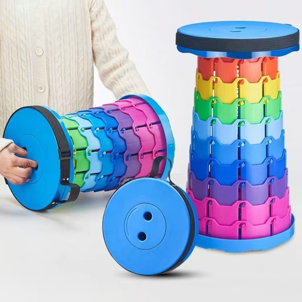 Outdoor Camping Kit - レインボー伸縮式キャンプスツール ポータブル 厚手 折りたたみ式 調節可能 アウトドア
