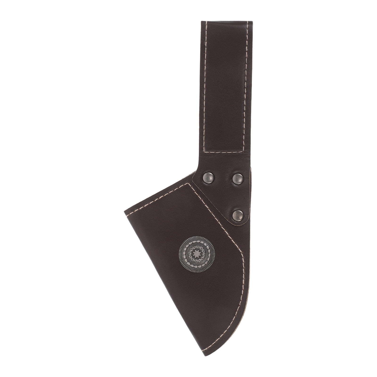 Camp Axe Hatchet - ハチェットシース 斧頭カバー ラウンドブラウンPU保護スリーブ スナップ留め式 アウトドアキャンプハイキング 斧刃ガード