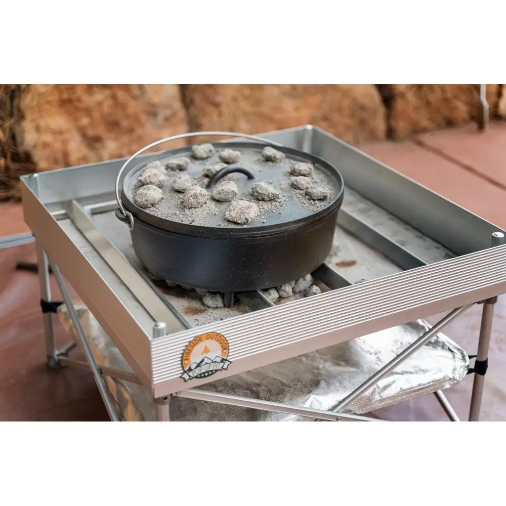 Outdoor Camping Oven - ポータブル屋外用ダッチオーブンテーブルセット（焚き火台とグリル付き、13ポンド）-薪焚き焚き火台、パーティー、キャンプに最適