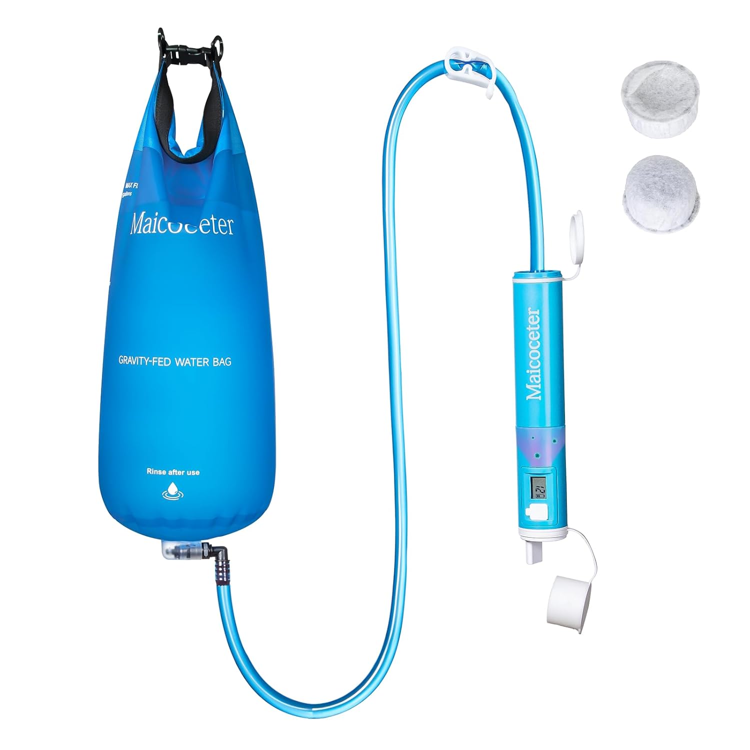 Survival Kit - LEDプログレスディスプレイと2ガロンバッグ付き浄水ストローキット、0.1ミクロンの携帯用浄水器、ハイキング、キャンプ、バックパッキング、緊急時サバイバル用、汚染物質を除去