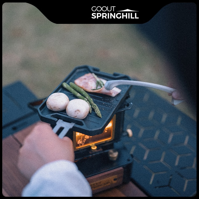 Outdoor Camping Oven - COOUT SPRINGHILL アウトドアミニグリルパン 軽量キャンプ用ポータブルスパイダーオーブングリルパン 火傷防止ハンドル付き