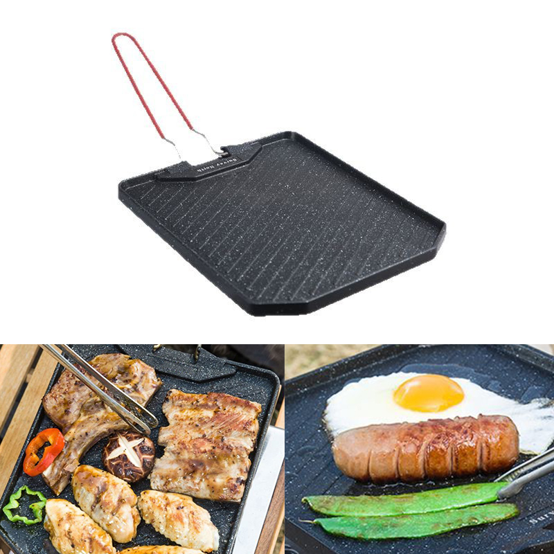 Outdoor Camping Oven - アウトドアキャンプバーベキューパン家庭用ノンスティックフライパンカセットオーブンバーベキューパンお手入れ簡単ポータブルベーキングパン
