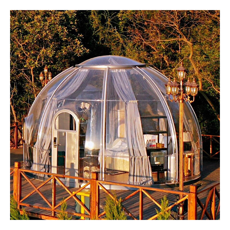 Outdoor Camping Venues - 透明な膨張式星空観察ルームテント、パウダーコーティングされたフレーム付きメタルスターガゼボ、アウトドアキャンプや観光地向け