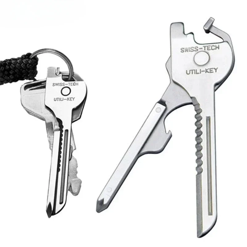 Camping Knife Multi-Tool - 2026 6 in 1 多機能ナイフ実用的なスイステックユーティリキーアウトドアドライバーボトルオープナーキーホルダーキャンプハイキングツール
