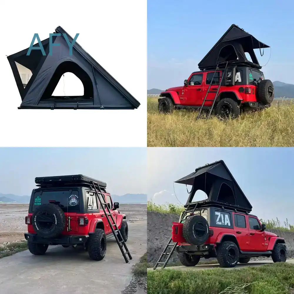 Outdoor Camping Van Tent - 屋外用超薄型アルミ合金油圧式三角ルーフトップテント SUVトラックバンRVキャンプ用クイックセットアップ耐久性のある頑丈なテント