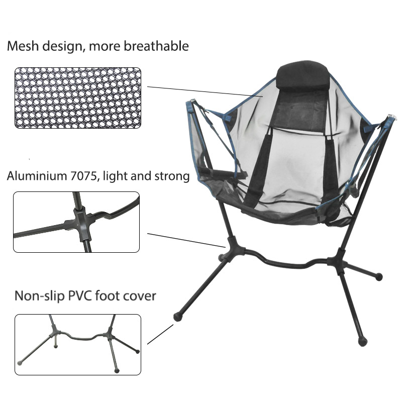 カスタムロゴ入り屋外用ポータブルバックパック揺動式キャンプ折 - Outdoor Camping Rocking Chair のレビューと価格