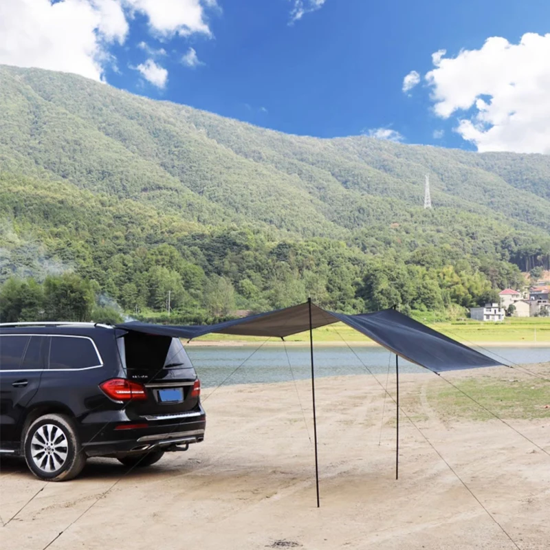 車用UVカットサイドオーニング、コウモリ型コーティングタープ - Outdoor Camping Van Tent のレビューと価格