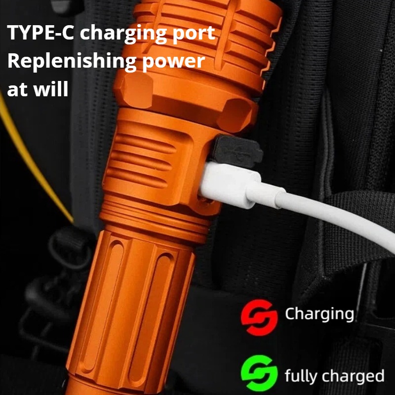 強力な光 LED 懐中電灯ズーム可能 TYPE-C 充電式屋 - Outdoor Camping Lantern のレビューと価格