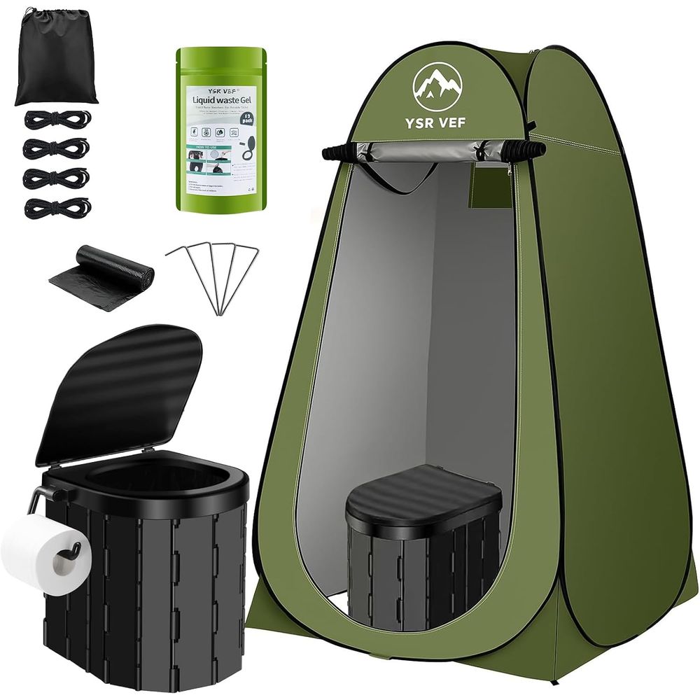 ポータブルトイレキット、ポップアップ式プライバシーテントとう - Outdoor Camping Kit のレビューと価格