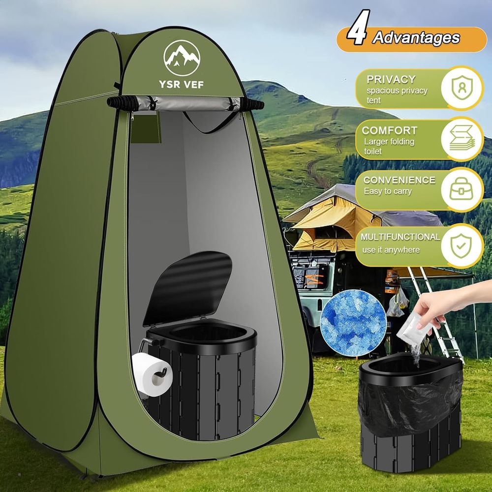 ポータブルトイレキット、ポップアップ式プライバシーテントとう - Outdoor Camping Kit のレビューと価格