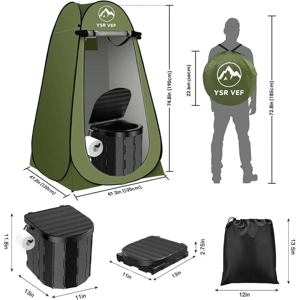 ポータブルトイレキット、ポップアップ式プライバシーテントとう - Outdoor Camping Kit のレビューと価格