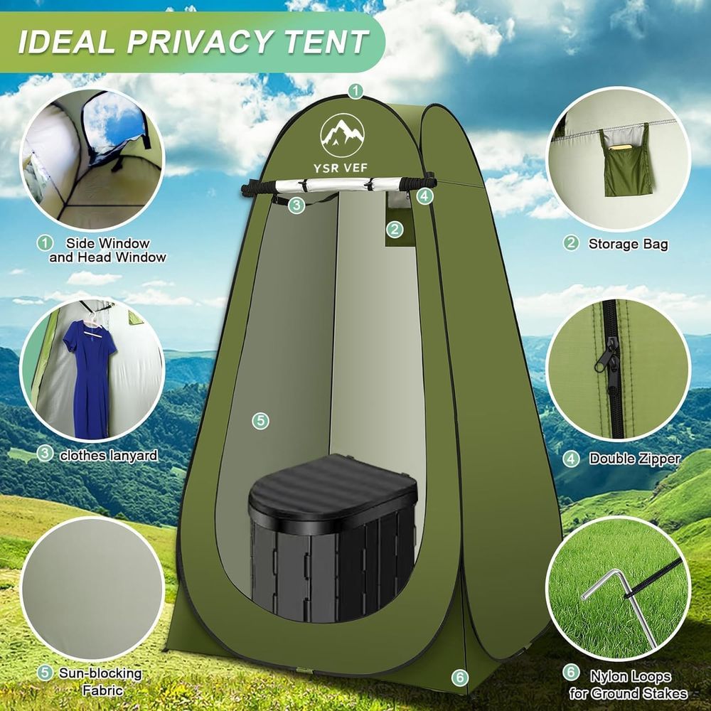 ポータブルトイレキット、ポップアップ式プライバシーテントとう - Outdoor Camping Kit のレビューと価格