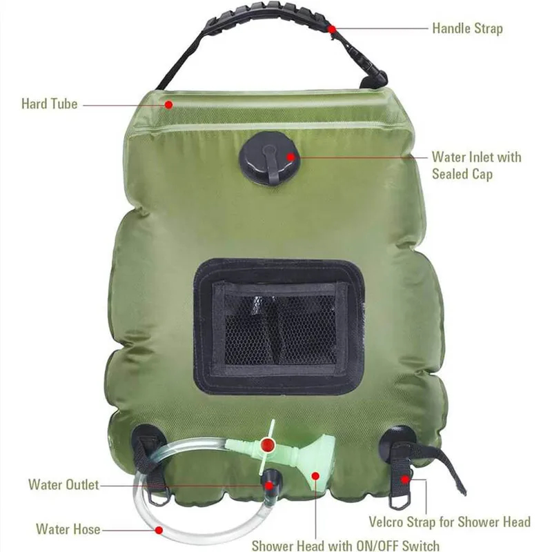ソーラーシャワーバッグ 20L アウトドア ソーラー加熱 プ - Outdoor Camping Hot Water Shower のレビューと価格