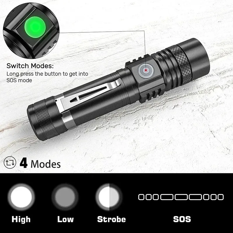 充電式 T6 ハンドヘルド懐中電灯使用 18650 ズームト - Outdoor Camping Adventure Lamp のレビューと価格