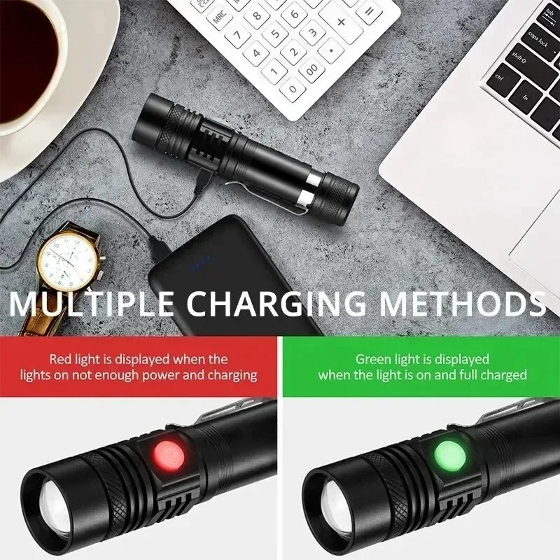充電式 T6 ハンドヘルド懐中電灯使用 18650 ズームト - Outdoor Camping Adventure Lamp のレビューと価格