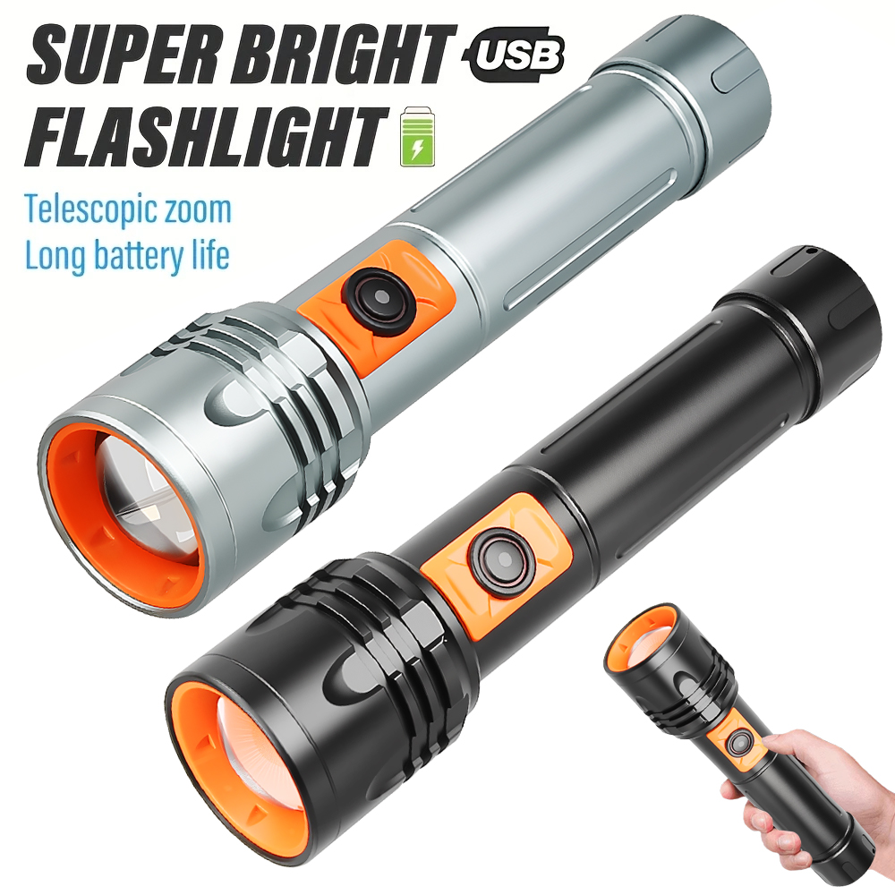 ハイパワー LED 懐中電灯 USB 充電式トーチ、伸縮ズー - Outdoor Camping Lantern のレビューと価格