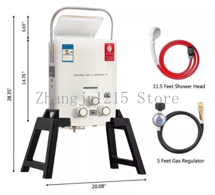 プロパンLPGガス瞬間湯沸かし器6L屋外キャンプ用インスタン - Outdoor Camping Hot Water Shower のレビューと価格