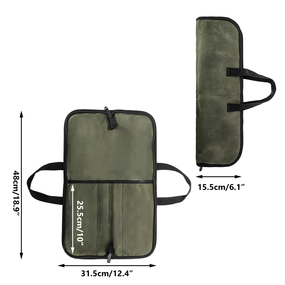 ワックスキャンバス製ナイフロールバッグ、多機能ポータブルシェ - Camping Knife Multi-Tool のレビューと価格