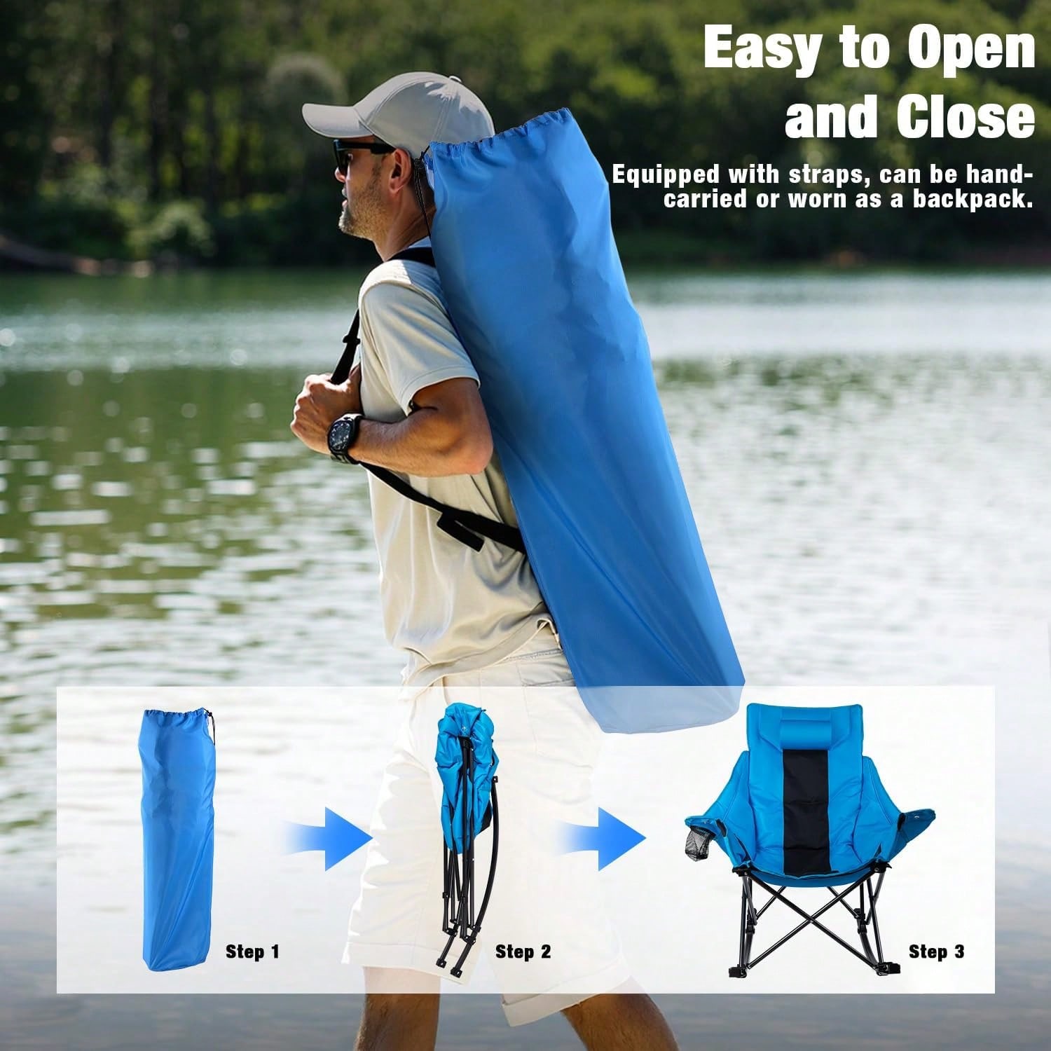 大人用折りたたみ式ロッキングキャンプチェア – カップホルダ - Outdoor Camping Rocking Chair のレビューと価格