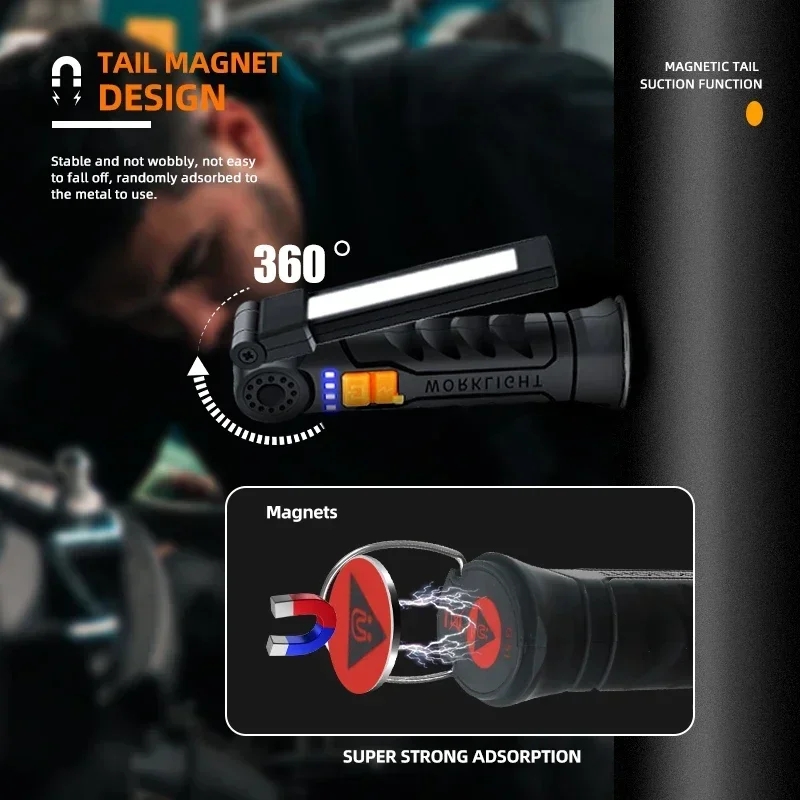 ポータブル COB LED 懐中電灯 USB 充電式ワークラ - Outdoor Camping Adventure Lamp のレビューと価格