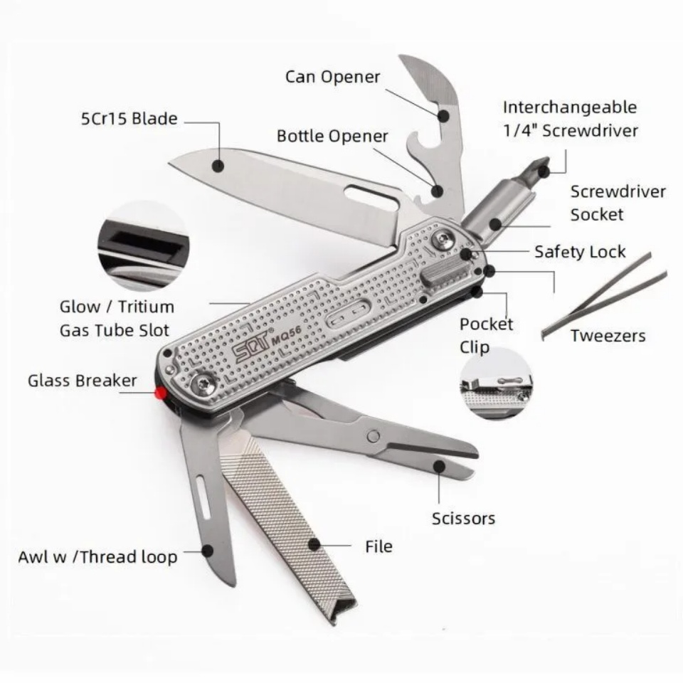SQT MQ56 14 in 1多機能ポケットナイフ アウト - Camping Knife Multi-Tool のレビューと価格