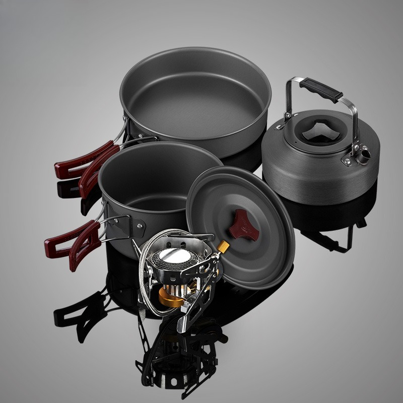 ポータブル分割式ガスストーブ調理器具セット 2～3人用 アウ - Outdoor Camping Kit のレビューと価格