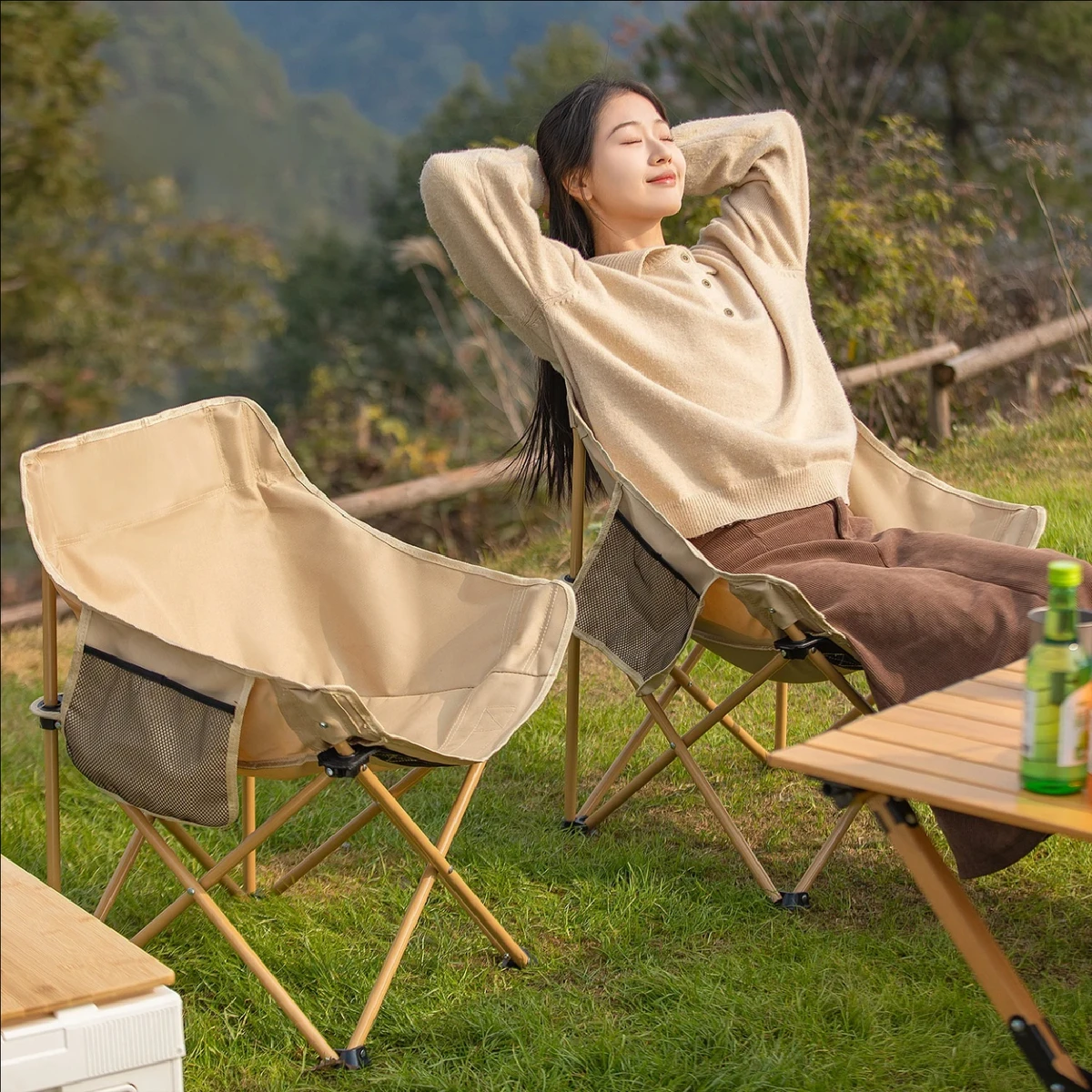 ポータブル折りたたみムーンチェア - プレミアムアウトドアキ - Outdoor Camping Rocking Chair のレビューと価格