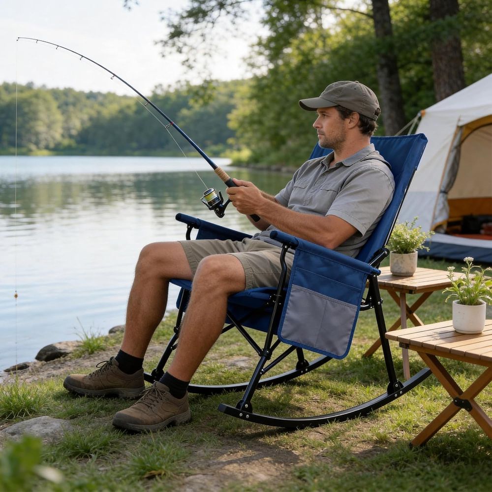 2パック ハイバックポータルロッキングチェア、ハードアームレ - Outdoor Camping Rocking Chair のレビューと価格