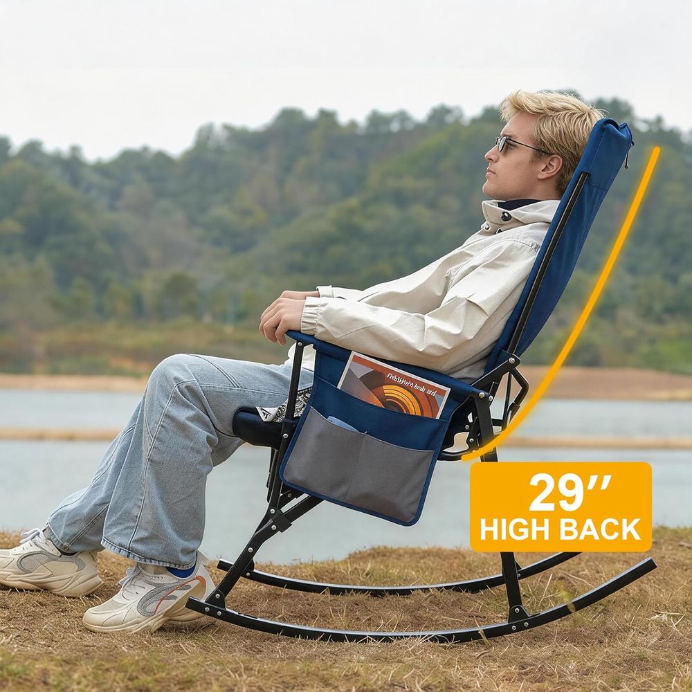 2パック ハイバックポータルロッキングチェア、ハードアームレ - Outdoor Camping Rocking Chair のレビューと価格