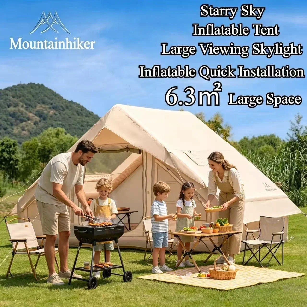 マウンテンハイカー特大インフレータブルテント 3～6人用ファ - Outdoor Camping Gazebo のレビューと価格