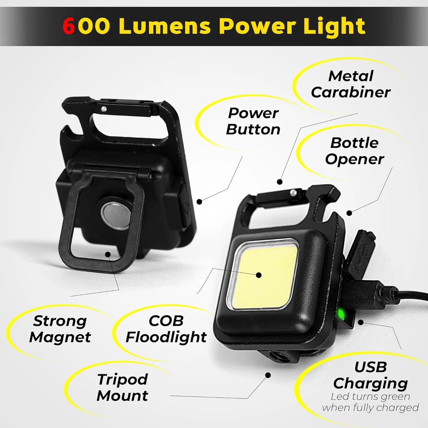 ポータブルキーホルダーライトミニ多機能キャンプ懐中電灯USB - Outdoor Camping Lantern のレビューと価格