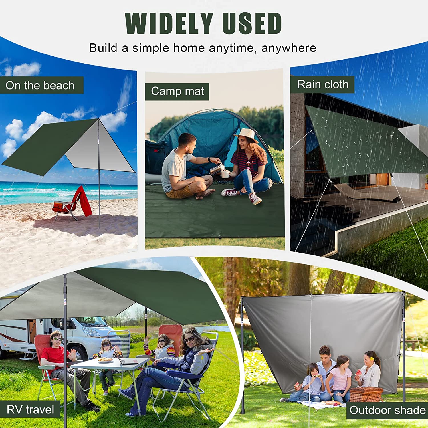 2026年防水キャンプタープ、ハンモックレインフライ、UVカ - Waterproof Tarp Shelter のレビューと価格