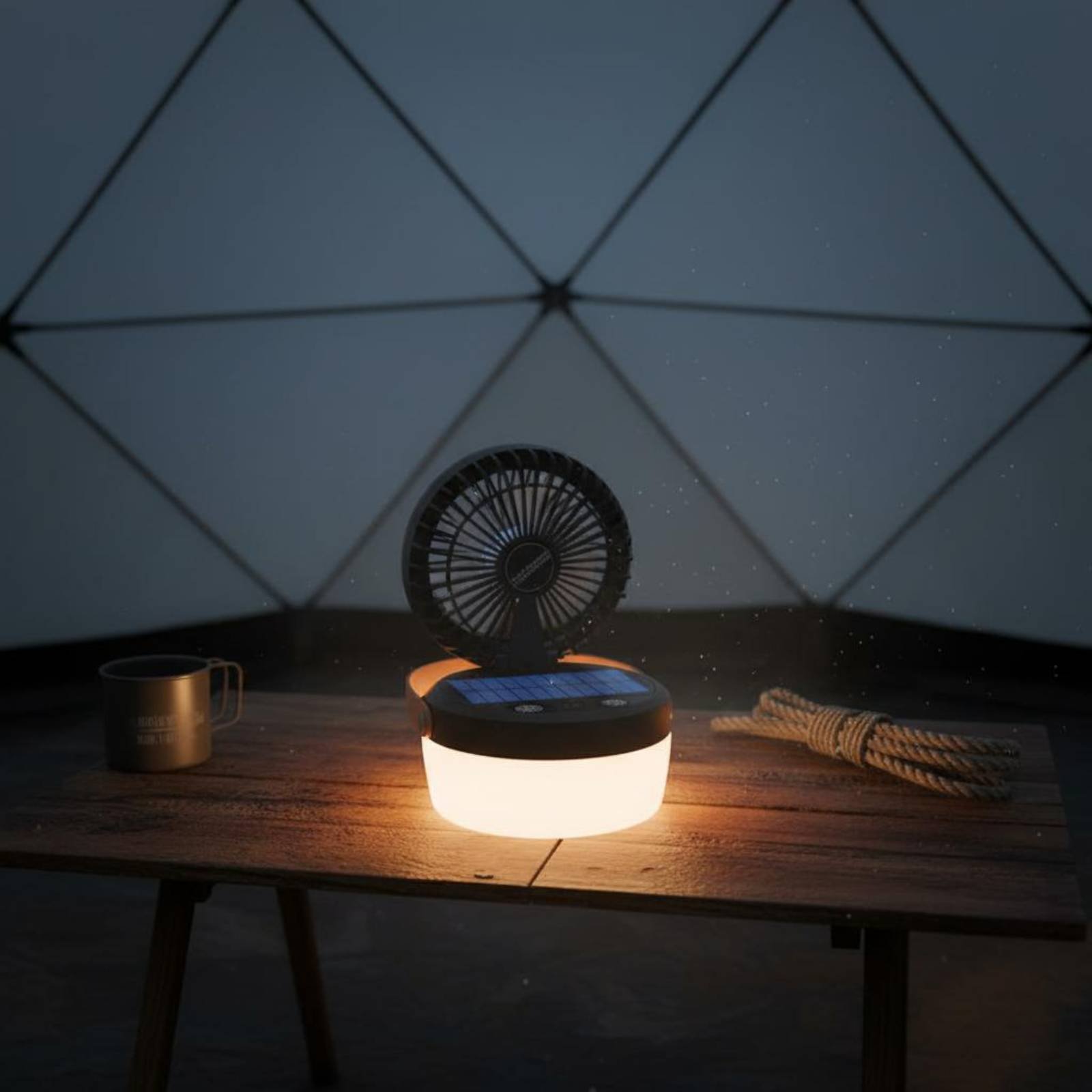 ソーラーキャンプファンランタン折りたたみ式デザイン三機能キャ - Outdoor Camping Gear のレビューと価格